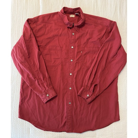 Levi's Other - Vintage Levi's Denim Shirt Men's XL Red Loose Fit Long Sleeve Metal Buttons VTG
